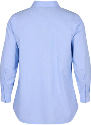 Stribet skjorte i bomuldsblanding, Blue w. White Stripe, Packshot image number 1