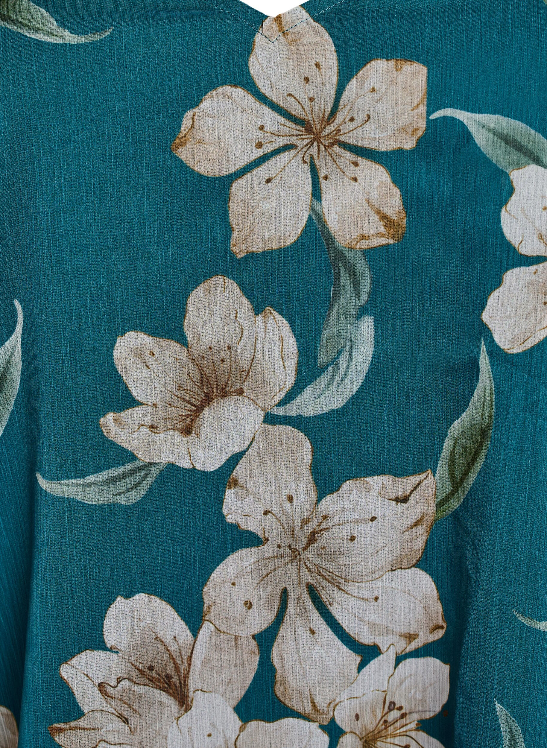 Zizzi Chiffonbluse med blomster og lange &aelig;rmer , Gr&oslash;n, Packshot image number 2