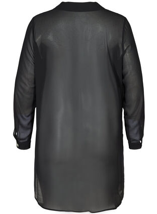 Langærmet tunika med knapper, Black, Packshot image number 1