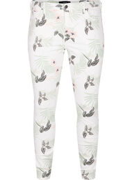 Højtaljede Amy jeans med blomsterprint, White Flower AOP L78