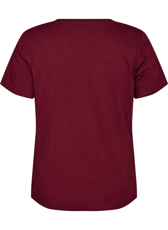 T-shirt i &oslash;kologisk bomuld med sporty tekstprint, R&oslash;d, Packshot image number 1