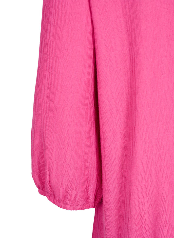 Bluse med struktur og 3/4 &aelig;rmer, Lyser&oslash;d, Packshot image number 3