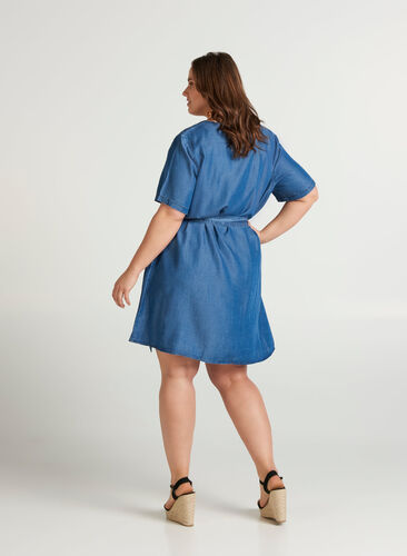 Denim kjole, Medium Blue, Model image number 1