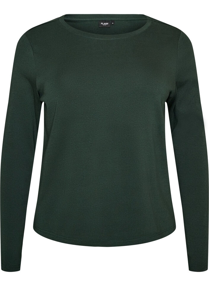 Lang&aelig;rmet basis T-shirt med rund hals, Gr&oslash;n, Packshot image number 0