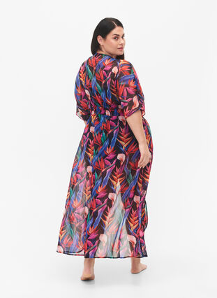 Strand kimono med print, Bright Leaf, Model image number 1