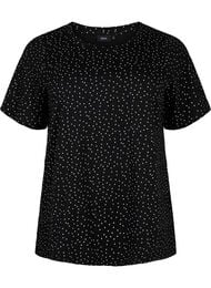 T-shirt i økologisk bomuld med prikker, Black w. White Dot