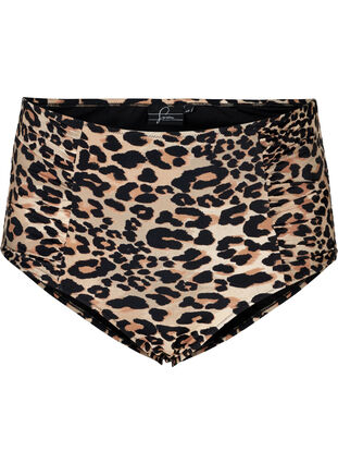 Højtaljet bikini underdel med leo print, Leopard Print, Packshot image number 0