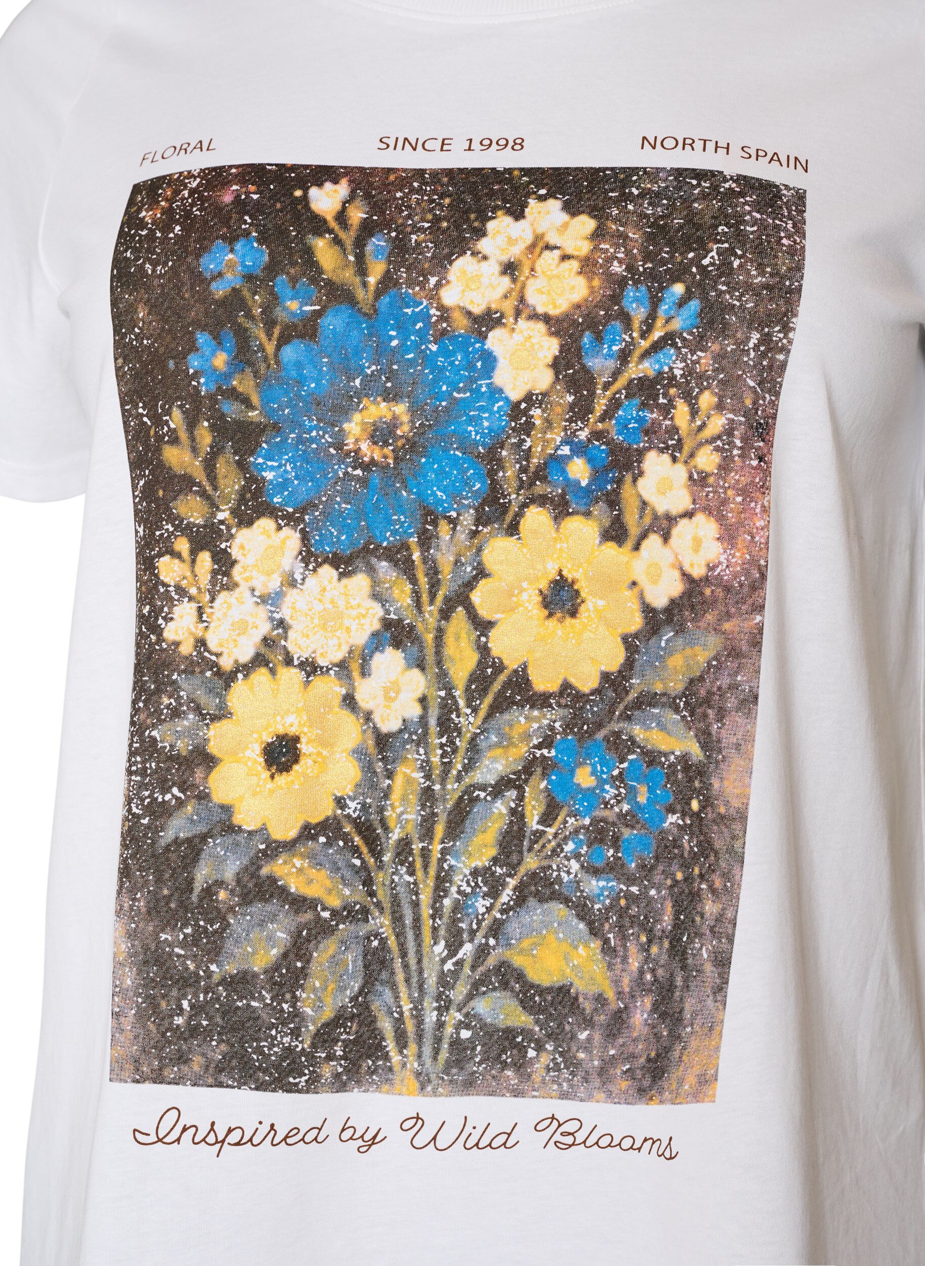ZizziT-shirt i bomuld med print foran, Hvid, Packshot image number 2