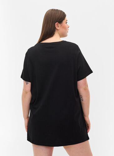 Oversize nat t-shirt i økologisk bomuld, Black w. 93, Model image number 1