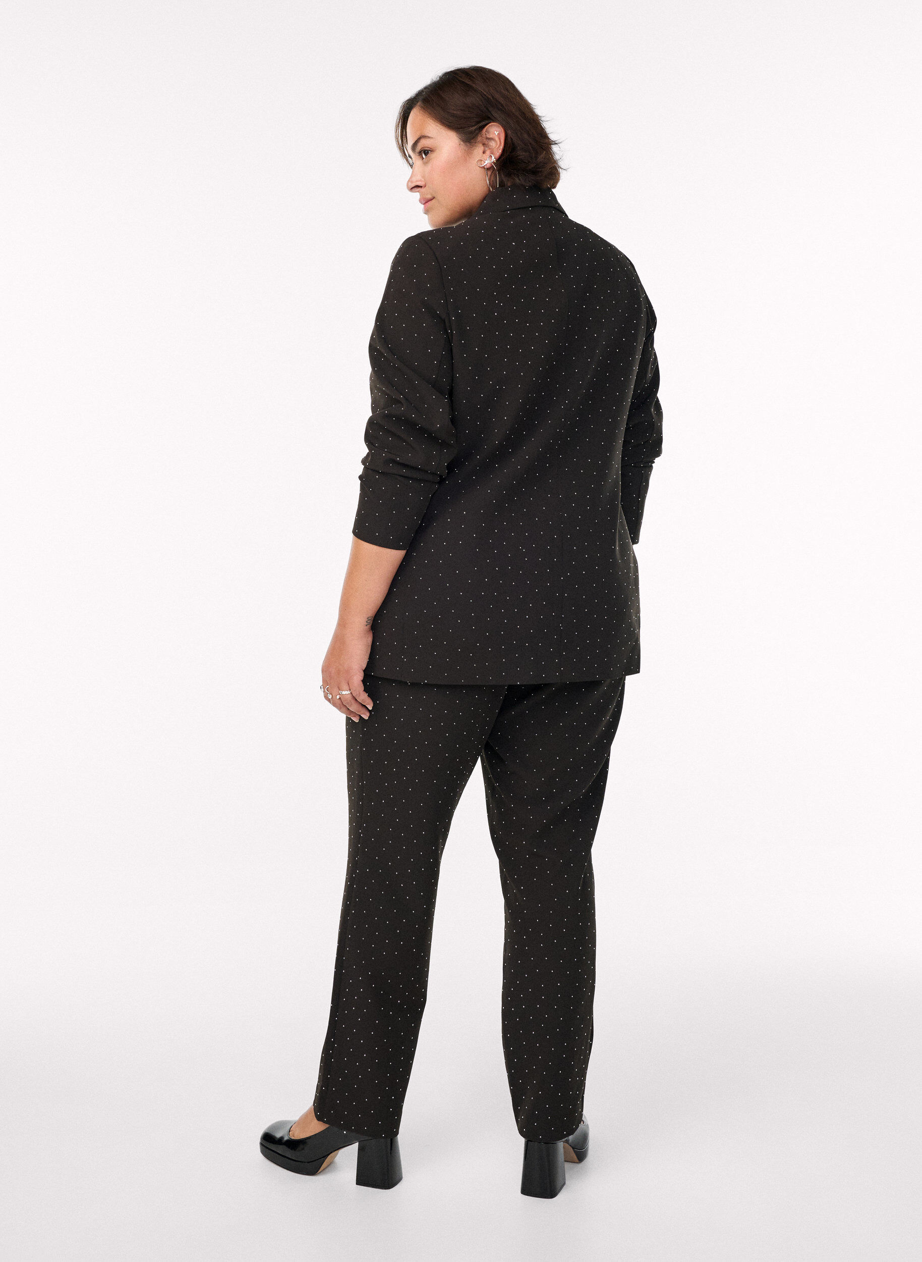 Zizzi Bukser med rhinsten og h&oslash;j talje, Sort, Model image number 1