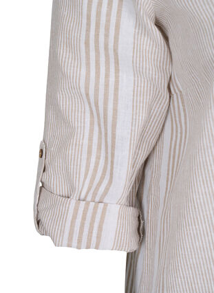 Stribet kjole i bomuld og hør, White Taupe Stripe, Packshot image number 3