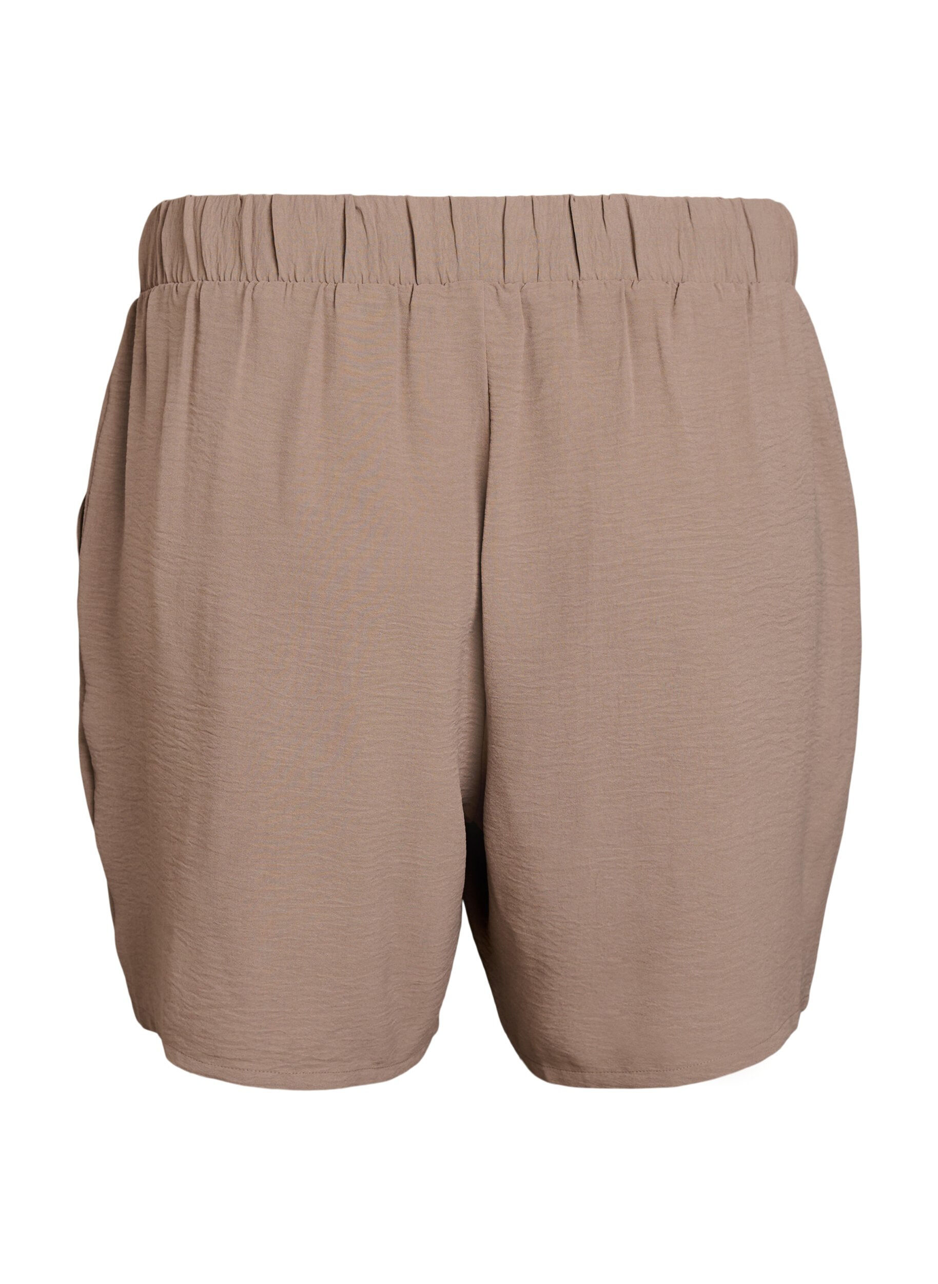 Zizzi Shorts med lommer og elastik i taljen, Brun, Packshot image number 1