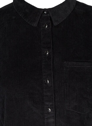 Langærmet skjortekjole i fløjl, Black, Packshot image number 2