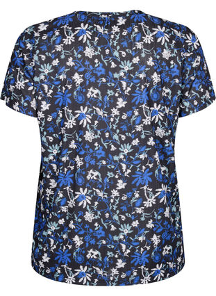 FLASH - T-shirt med blomsterprint, Black Blue Green AOP, Packshot image number 1