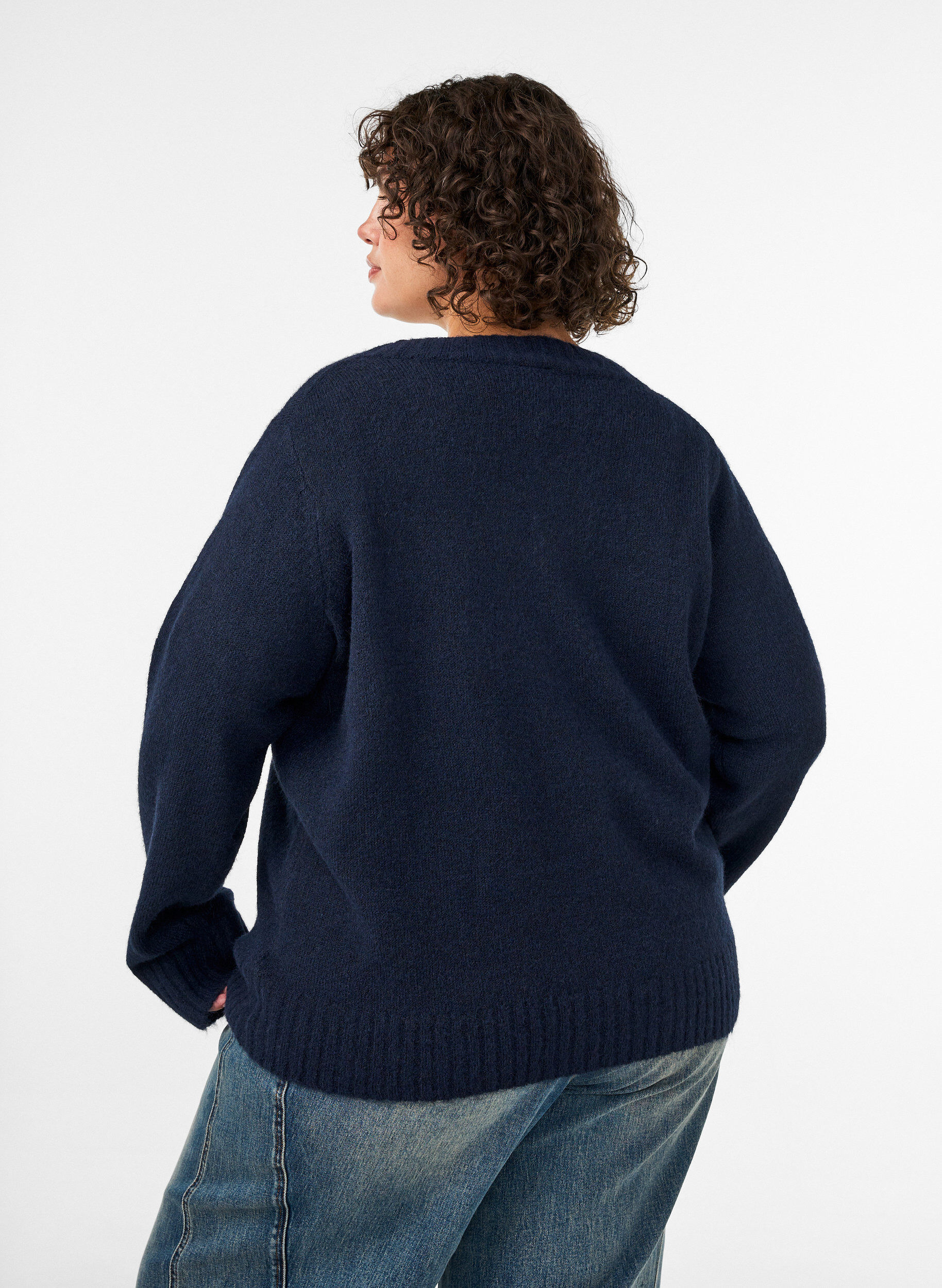 ZizziStriktr&oslash;je med V-hals, Bl&aring;, Model image number 2