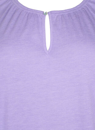 Meleret bluse med korte ærmer, Violet Tulip Mel., Packshot image number 2