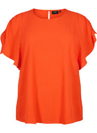 Kortærmet bluse med rynker, Orange.com
