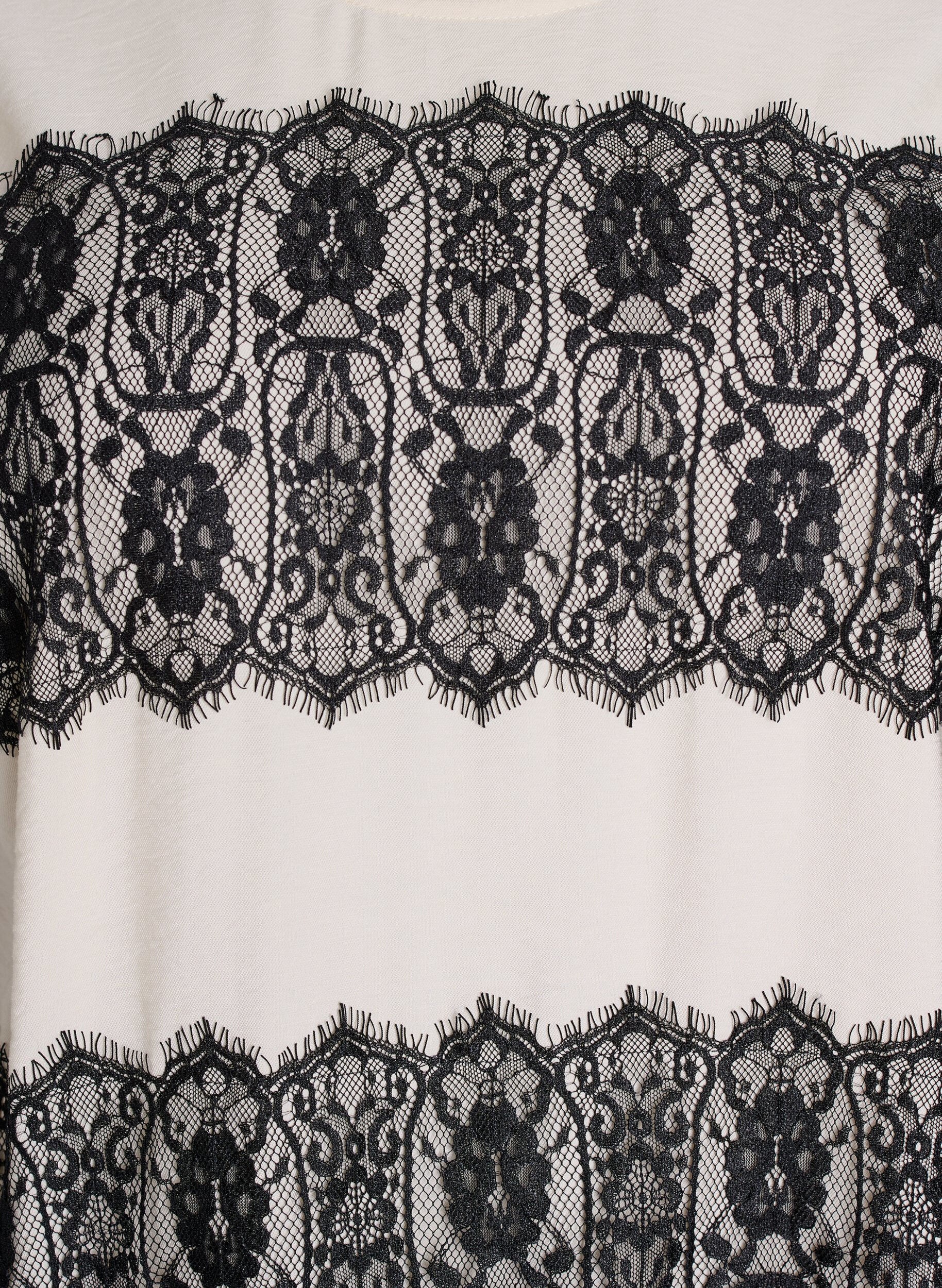 Zizzi Kort kjole med kontrastfarvede blondepaneler, Beige, Packshot image number 2