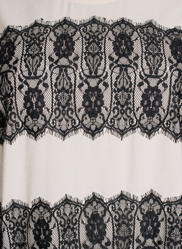 Kort kjole med kontrastfarvede blondepaneler, Beige, Packshot image number 2