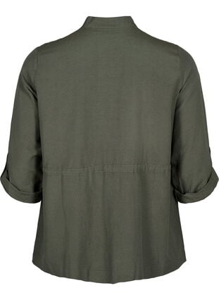 Skjorte i hørblend med lommer, Thyme, Packshot image number 1