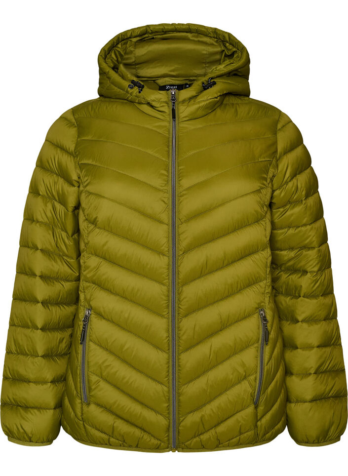 Letv&aelig;gts jakke med h&aelig;tte, Gr&oslash;n, Packshot image number 0