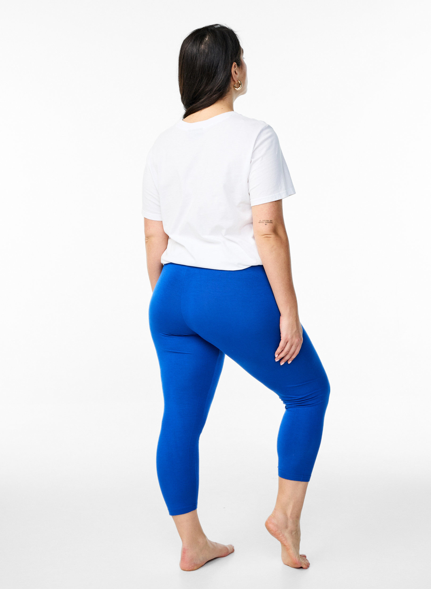 Zizzi Basis 3/4 leggings i viskose, Bl&aring;, Model image number 2