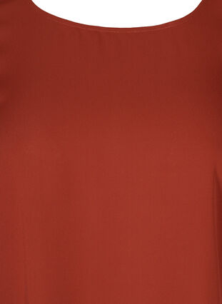 Ensfarvet bluse med 3/4 ærmer, Fired Brick, Packshot image number 2