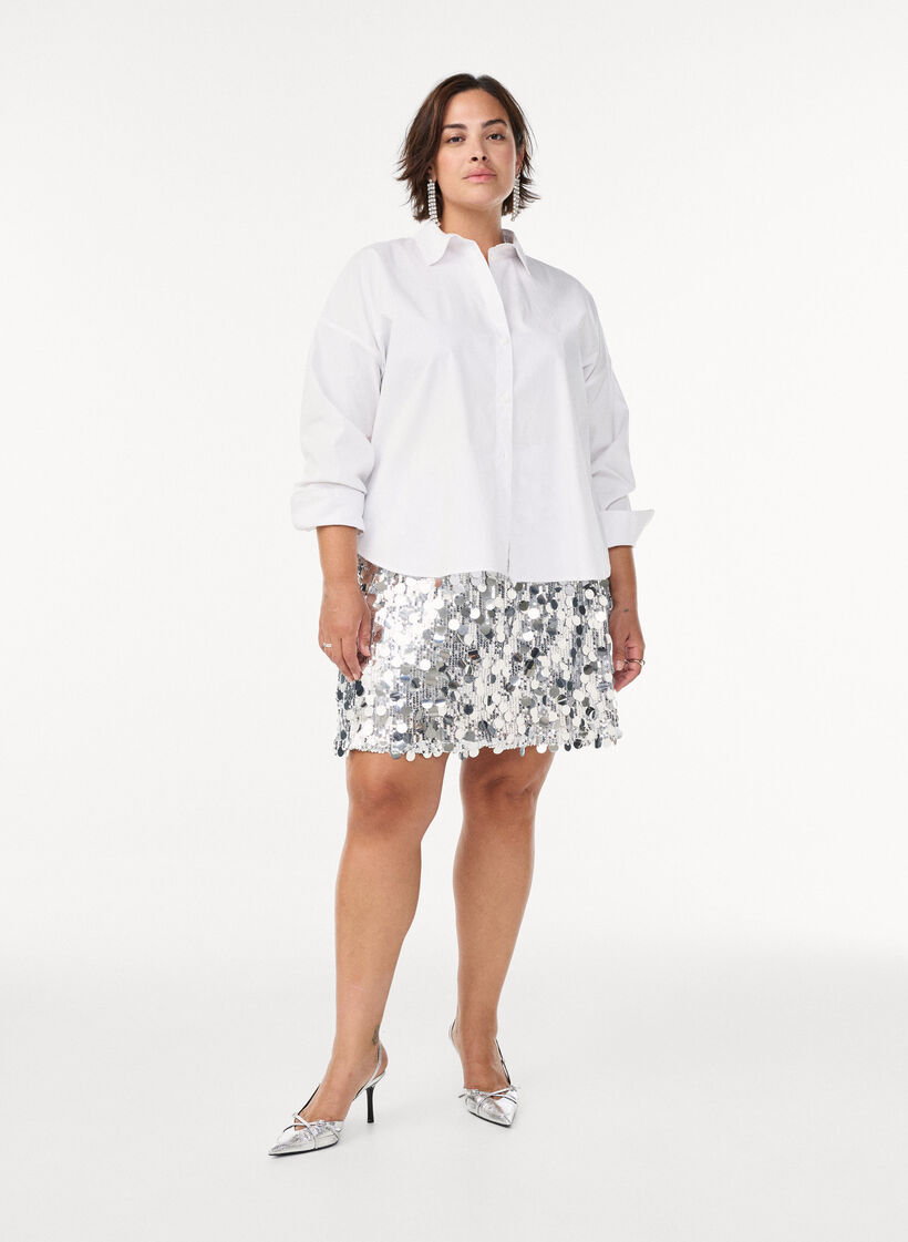 Klassisk bomuldsskjorte med løs pasform, Hvid, Model image number 1