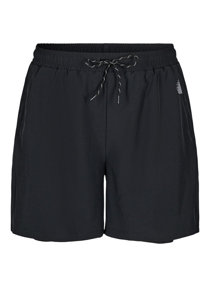 Træningsshorts med indershorts, Sort, Packshot image number 0