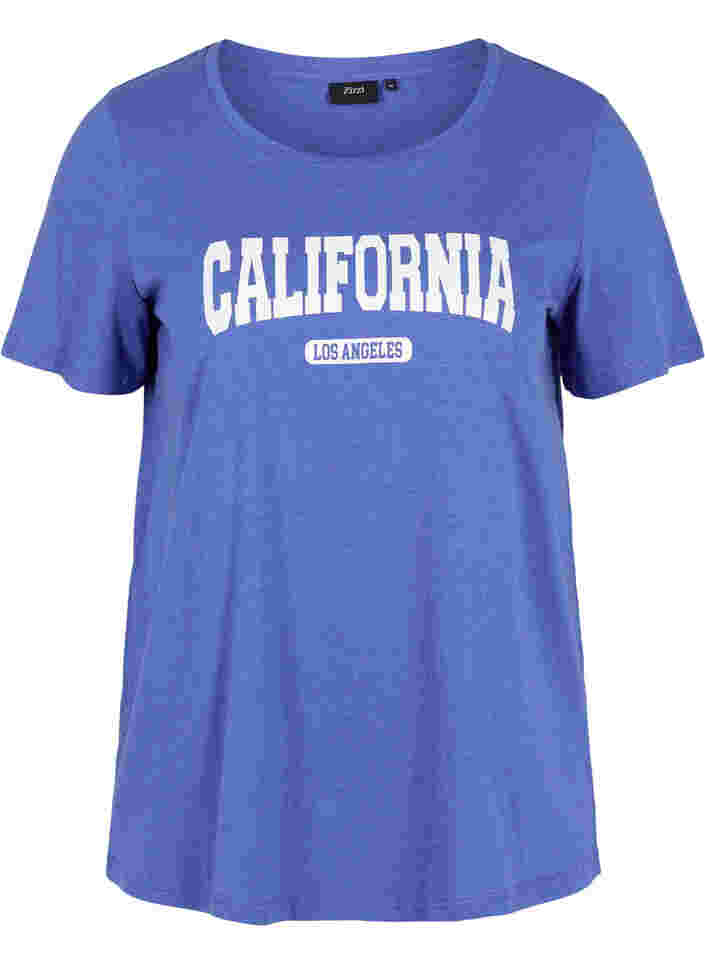 Bomulds t-shirt med tryk, Dazzling Blue Califo, Packshot image number 0