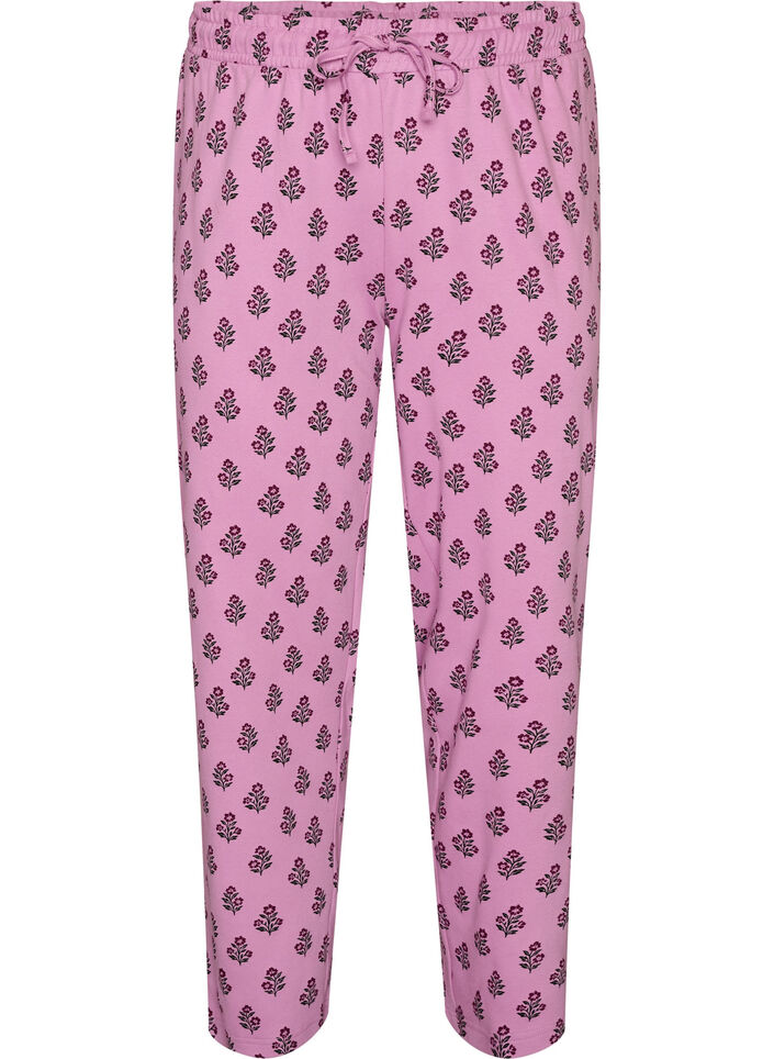 Pyjamasbukser i bomuld med h&oslash;j talje, Lyser&oslash;d, Packshot image number 0