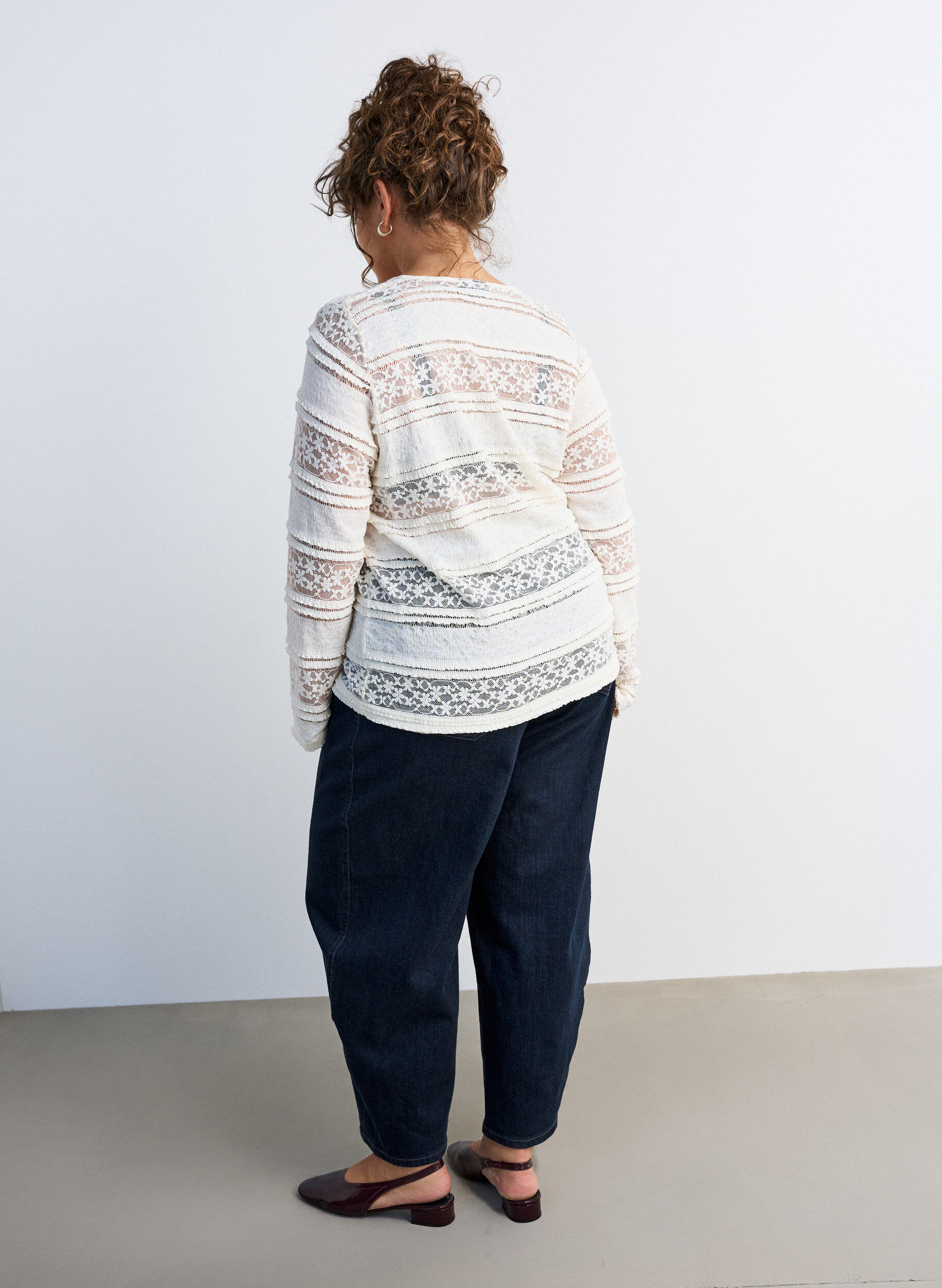 ZizziBlondebluse med lange &aelig;rmer, Vanilla, Model image number 2