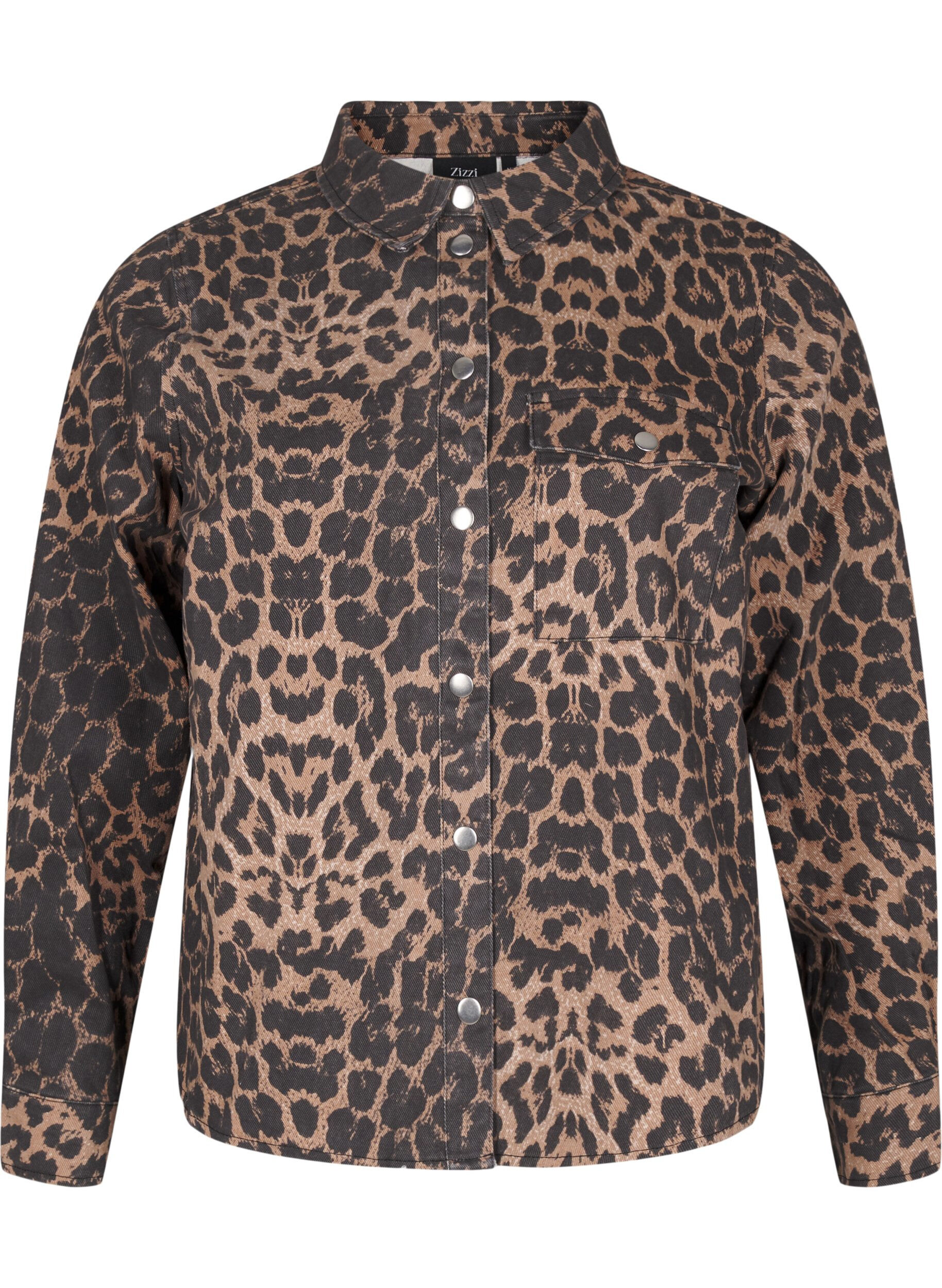 Zizzi Canvasjakke med leopardprint, Leo AOP, Packshot image number 0