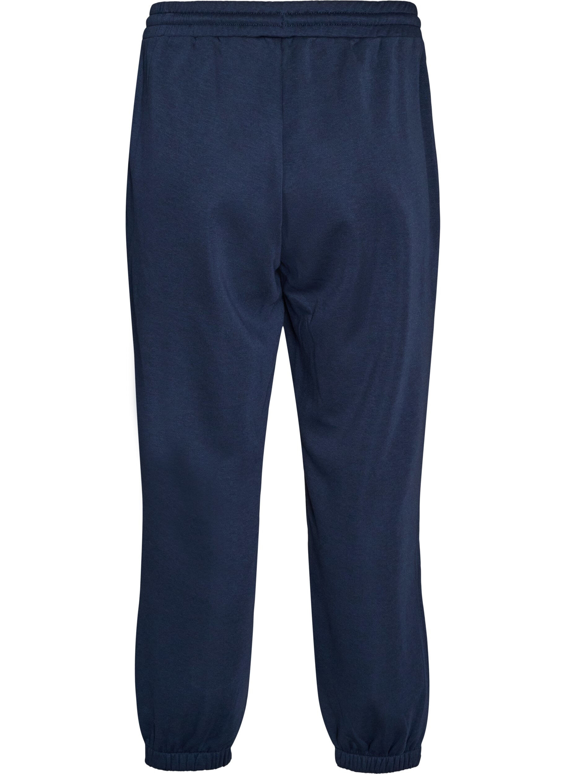 ZizziSweatpants med h&oslash;j talje og bindeb&aring;nd, Bl&aring;, Packshot image number 1