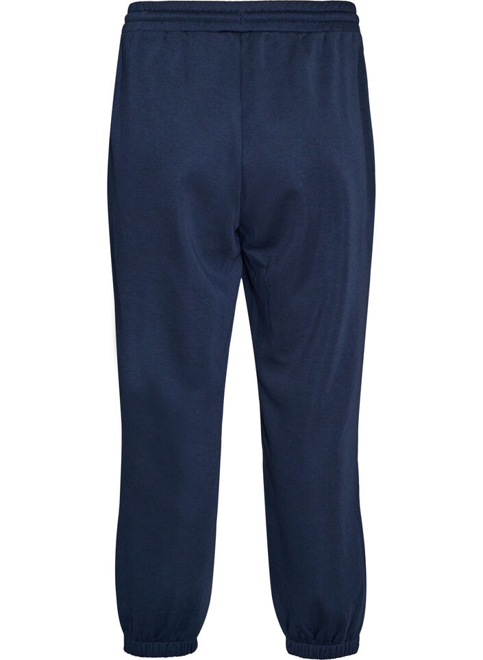 Sweatpants med h&oslash;j talje og bindeb&aring;nd, Bl&aring;, Packshot image number 1