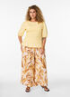 Smockbluse med fl&aelig;sekant og b&aring;dhals, Gul, Model image number 1
