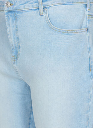Cropped mom fit Mille jeans med broderi, Light blue denim, Packshot image number 2