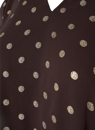 Printet bluse med v-udskæring, Fudge/Gold Dots, Packshot image number 2