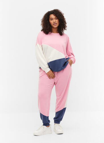 Sweatpants med color-block, C. Pink C. Blocking, Model image number 0