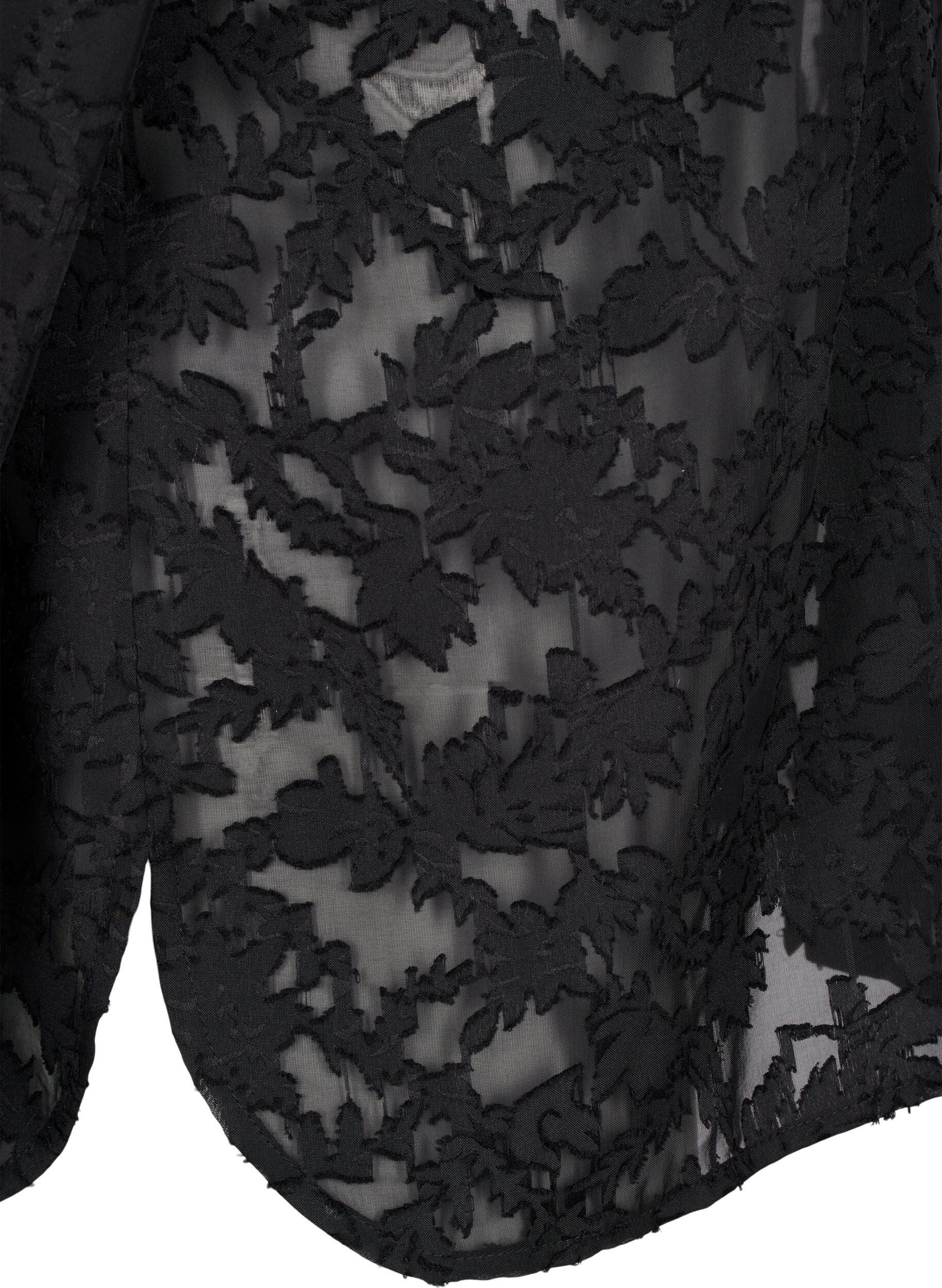 Zizzi Jacquard skjorte med knapper, Black, Packshot image number 3