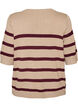 Stribet strikbluse med korte &aelig;rmer, Beige, Packshot image number 1