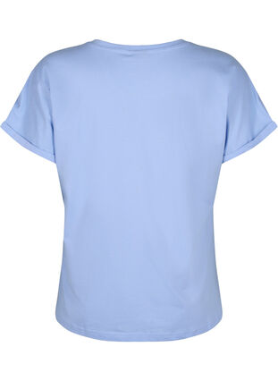 T-shirt i økologisk bomuld med broderi anglaise, Serenity, Packshot image number 1