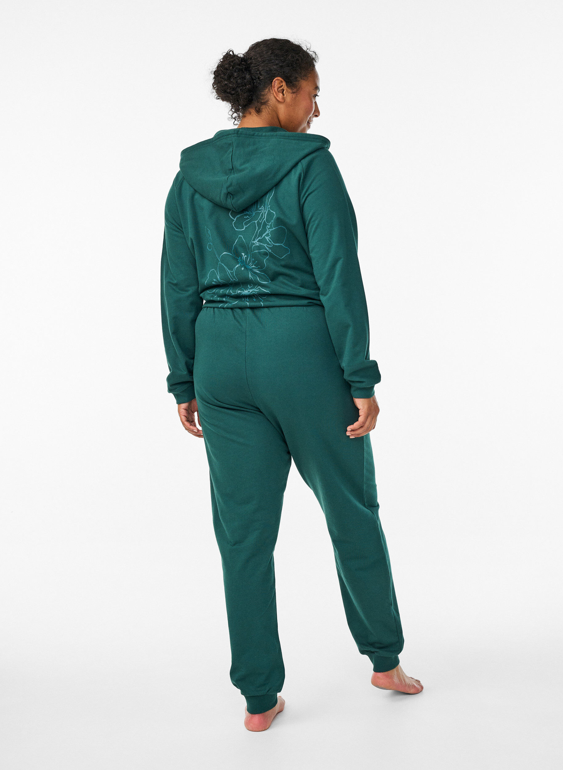 Zizzi Sweatpants i bomuld med h&oslash;j talje, Gr&oslash;n, Model image number 1