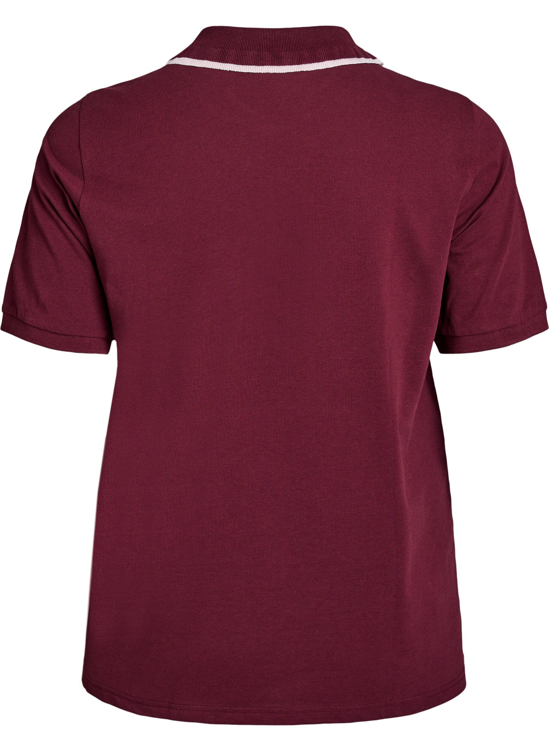 Zizzi Poloshirt med rhinsten knapper og fl&aelig;sedetalje, R&oslash;d, Packshot image number 1