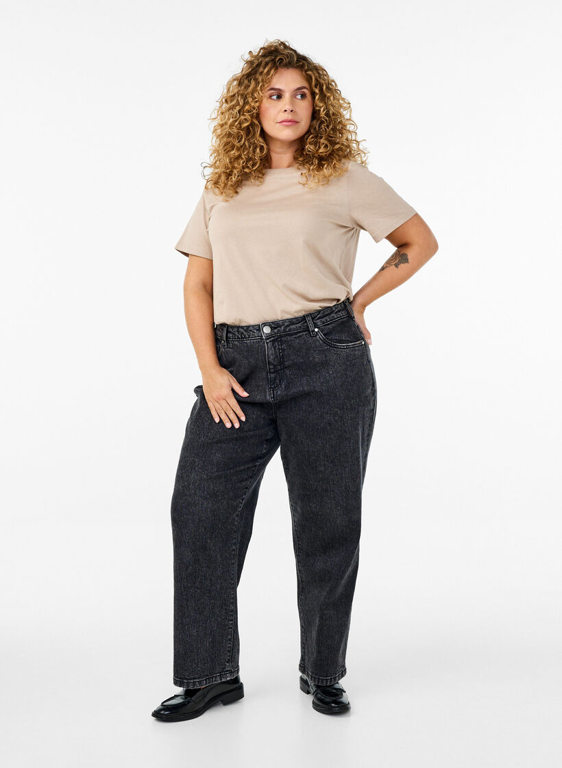 Basis t-shirt i bomuld med rund hals, Beige, Model image number 1