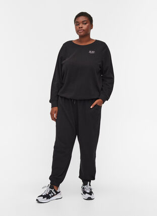 Sweatshirt i bomuldsmix, Black, Model image number 2