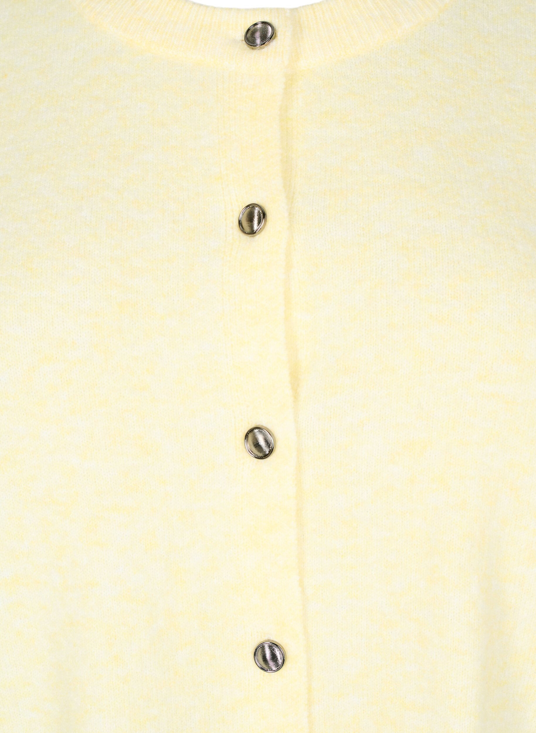 Zizzi Strik cardigan med korte &aelig;rmer, Gul, Packshot image number 2