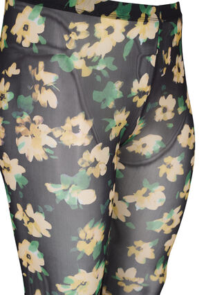 Mesh leggings med blomsterprint, Yellow Green AOP, Packshot image number 2
