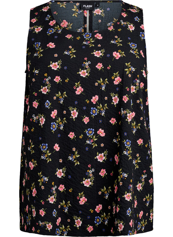 FLASH - Ærmeløs top med tekstur, Sort, Packshot image number 0