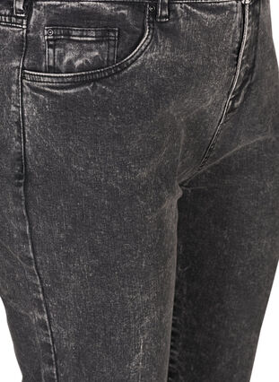 Cropped mom fit Mille jeans med høj talje, Black acid washed, Packshot image number 2